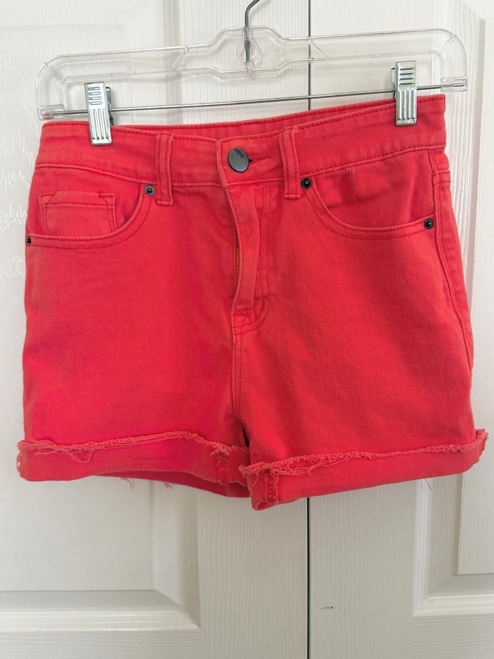 5 for $25! BDG Coral-Red Roll Hem Denim Shorts